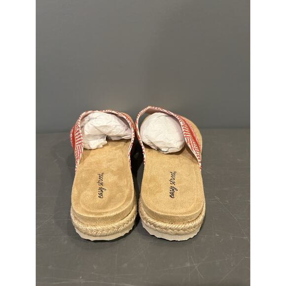Easy Street NWT Women's Starling Slip-On Woven Sandals Red & White Size 10 - Picture 4 of 7